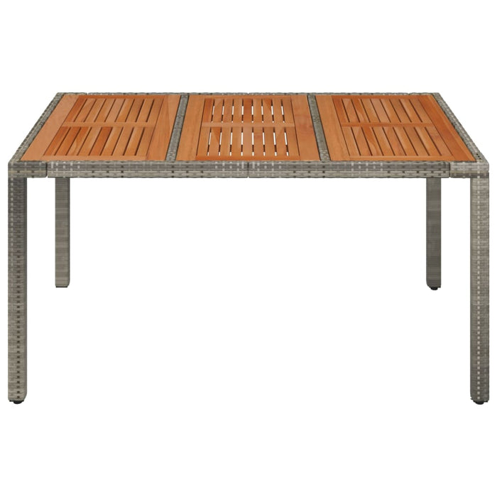 Masă de grădină cu blat din lemn, gri, 150x90x75 cm, poliratan - WALTI WALTI