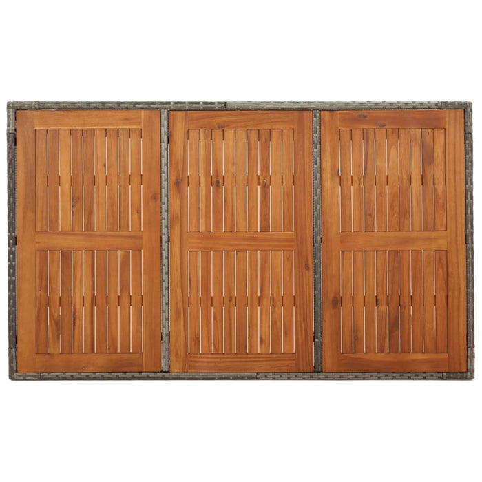 Masă de grădină cu blat din lemn, gri, 150x90x75 cm, poliratan - WALTI WALTI
