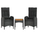 Set mobilier de grădină cu perne, 3 piese, negru, poliratan - WALTI WALTI