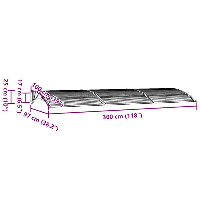 Copertină de ușă, gri, 300x100 cm, policarbonat - WALTI WALTI