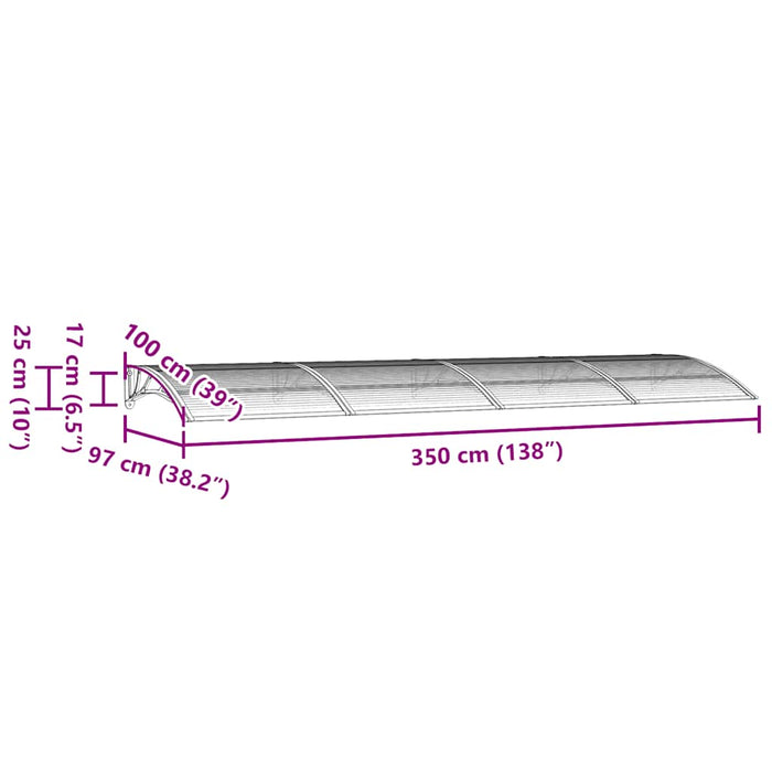 Copertină de ușă neagră 350x100 cm, policarbonat WALTI