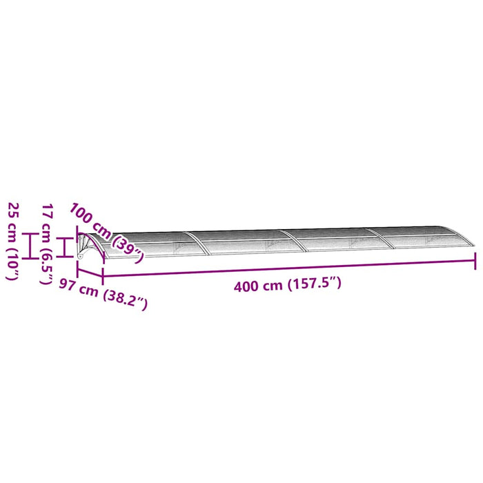 Copertină de ușă neagră 400x100 cm, policarbonat WALTI