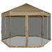Foișor pop-up hexagonal pereți laterali 3,6x3,1 m taupe 220g/m² - WALTI WALTI
