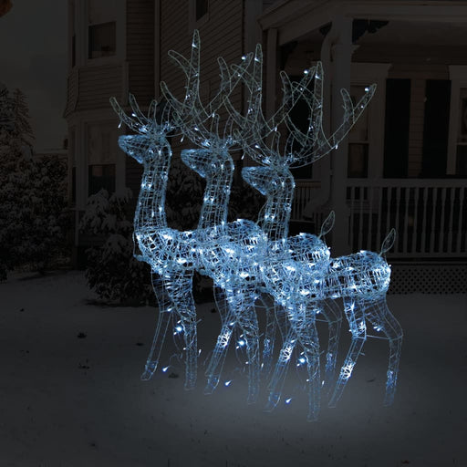 Decorațiuni reni de Crăciun, 3 buc., alb rece, 120 cm, acril - WALTI WALTI