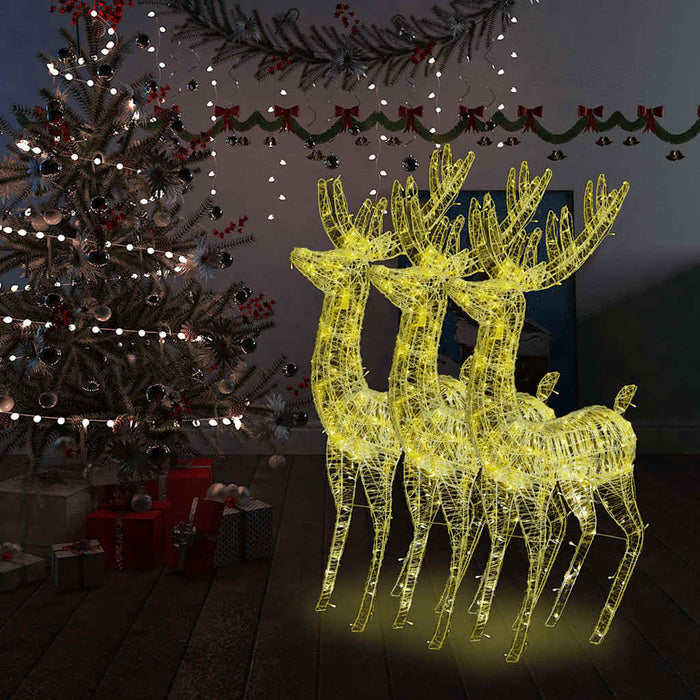 Ren de Crăciun 250 LED-uri, 3 buc., alb cald, 180 cm, acril XXL WALTI