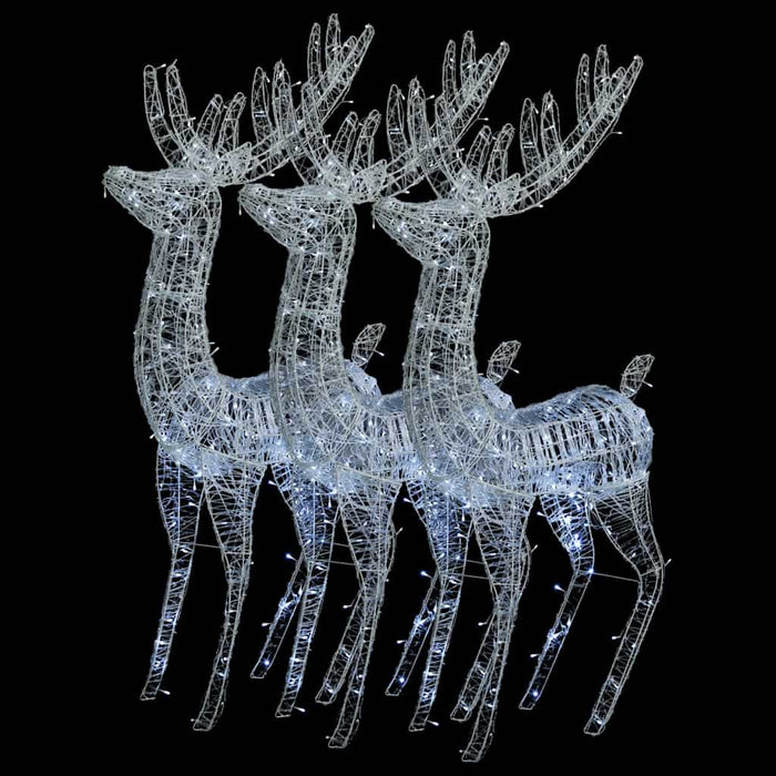 Ren de Crăciun 250 LED-uri, 3 buc., alb rece, 180 cm, acril XXL WALTI