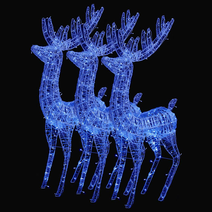 Ren de Crăciun 250 LED-uri, 3 buc., albastru, 180 cm, acril XXL WALTI