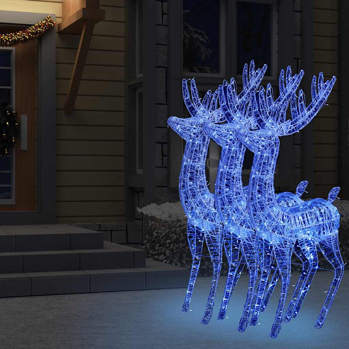 Ren de Crăciun 250 LED-uri, 3 buc., albastru, 180 cm, acril XXL WALTI
