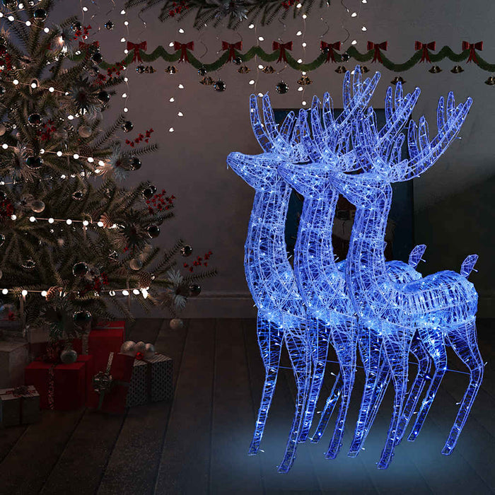 Ren de Crăciun 250 LED-uri, 3 buc., albastru, 180 cm, acril XXL WALTI