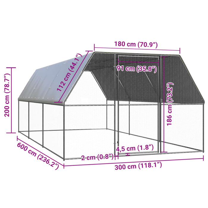 Coteț de păsări pentru exterior, 3x6x2 m, oțel zincat - WALTI WALTI