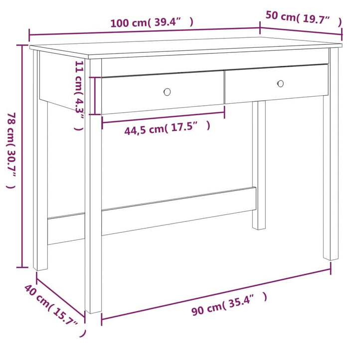 Birou cu sertare, 100x50x78 cm, lemn masiv de pin - WALTI WALTI