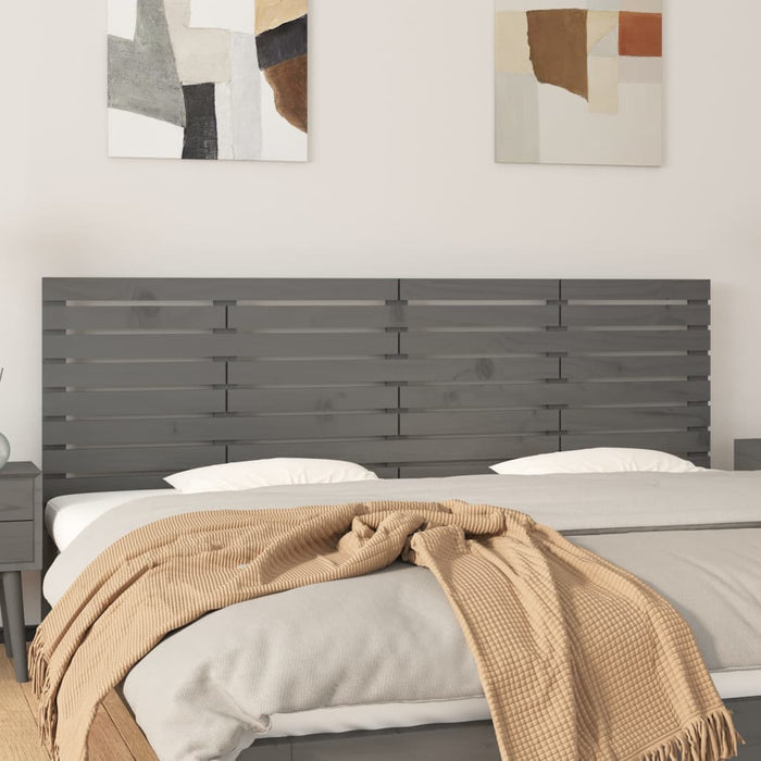 Tăblie de pat pentru perete, gri, 206x3x63 cm, lemn masiv pin - WALTI WALTI