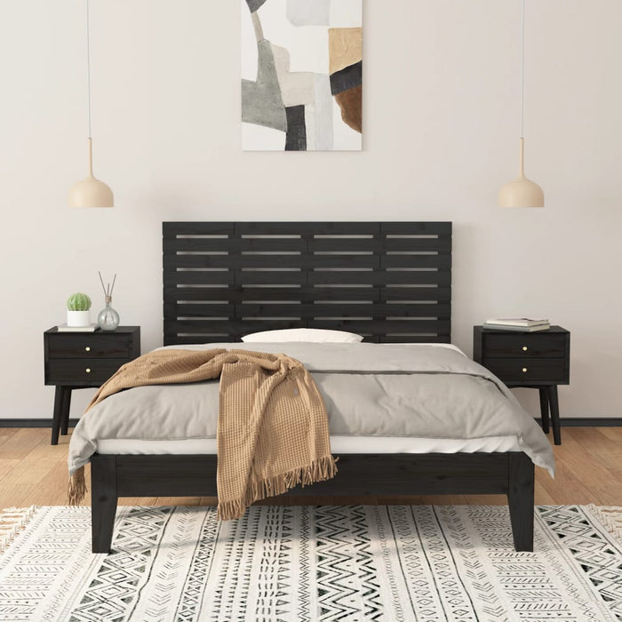 Tăblie de pat pentru perete, negru, 146x3x63 cm, lemn masiv pin - WALTI WALTI