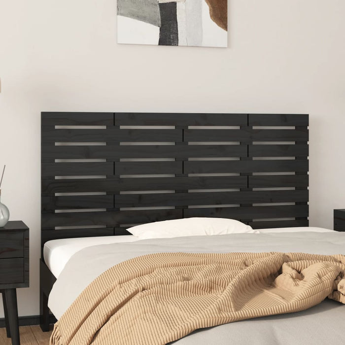 Tăblie de pat pentru perete, negru, 146x3x63 cm, lemn masiv pin - WALTI WALTI
