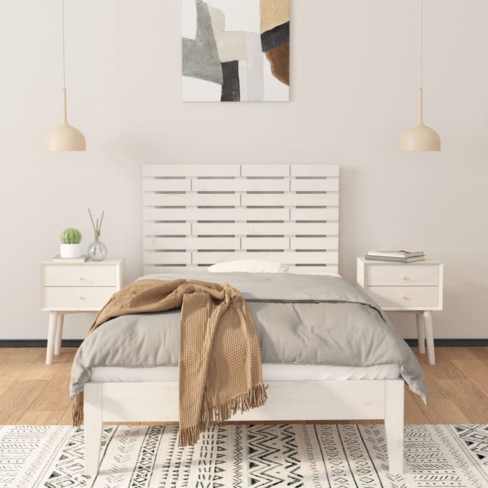 Tăblie de pat pentru perete, alb, 81x3x63 cm, lemn masiv pin - WALTI WALTI