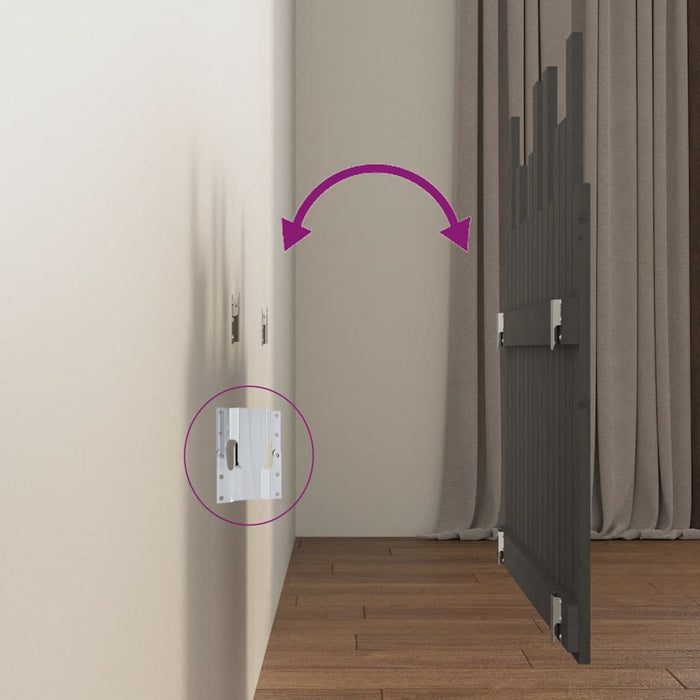 Tăblie de pat pentru perete, gri, 95,5x3x80 cm, lemn masiv pin - WALTI WALTI