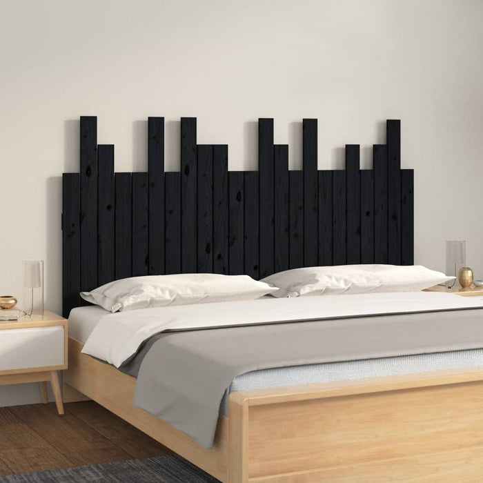 Tăblie de pat pentru perete, negru 146,5x3x80 cm lemn masiv pin - WALTI WALTI