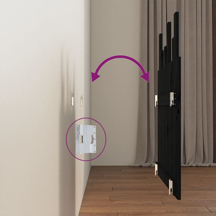 Tăblie de pat pentru perete, negru, 82,5x3x80 cm lemn masiv pin - WALTI WALTI
