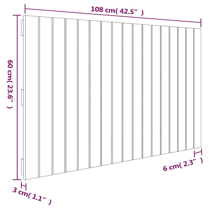 Tăblie de pat pentru perete, alb, 108x3x60 cm, lemn masiv pin - WALTI WALTI