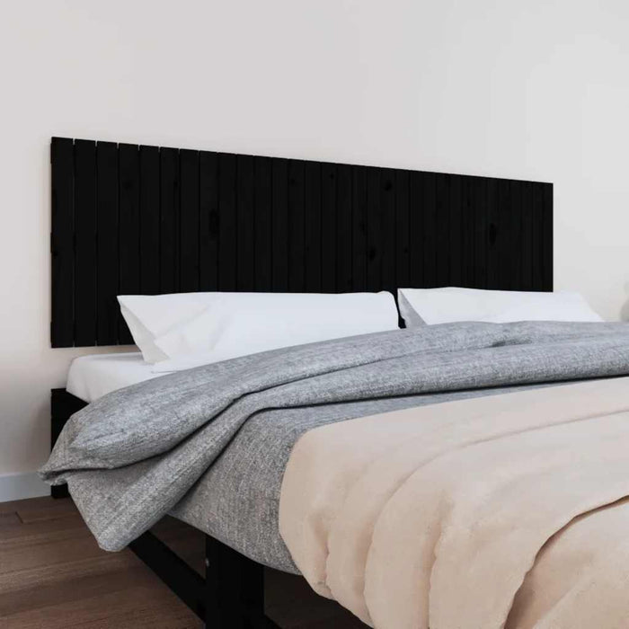 Tăblie de pat pentru perete, negru, 204x3x60 cm, lemn masiv pin - WALTI WALTI
