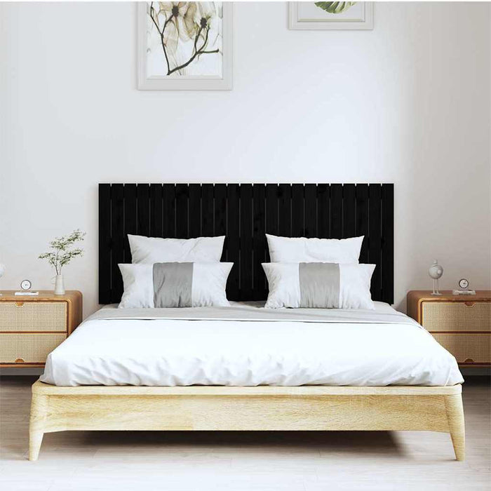 Tăblie de pat pentru perete, negru, 147x3x60 cm, lemn masiv pin - WALTI WALTI