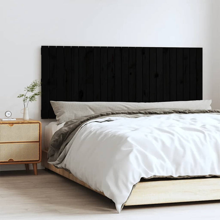 Tăblie de pat pentru perete, negru, 147x3x60 cm, lemn masiv pin - WALTI WALTI