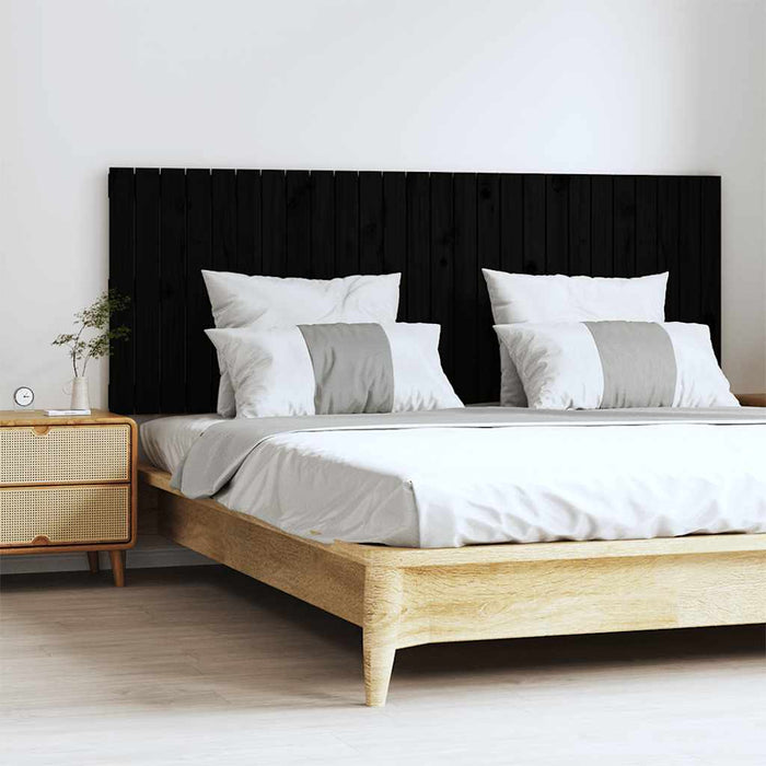 Tăblie de pat pentru perete, negru, 166x3x60 cm, lemn masiv pin - WALTI WALTI