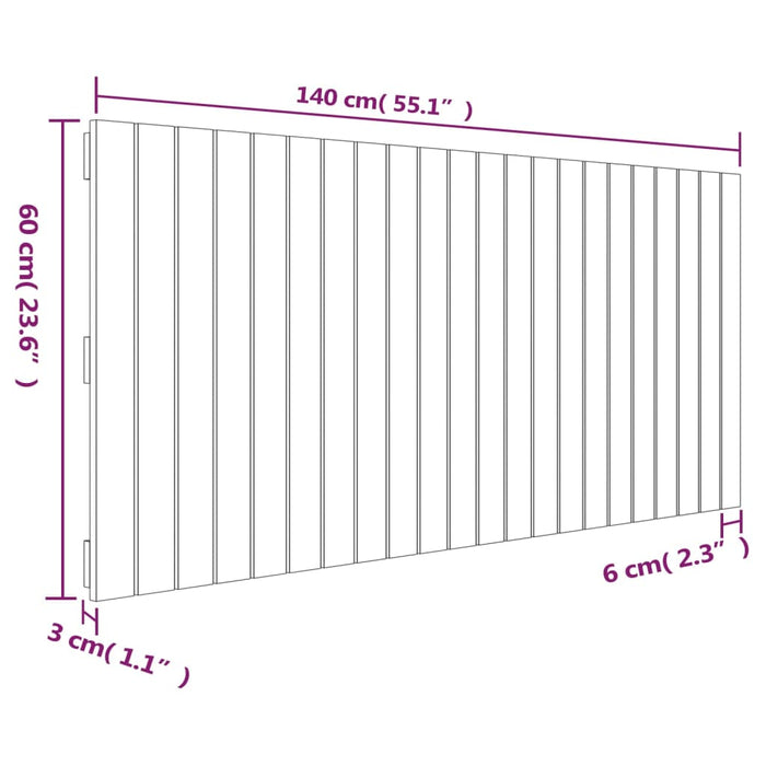 Tăblie de pat pentru perete, gri, 140x3x60 cm, lemn masiv pin - WALTI WALTI
