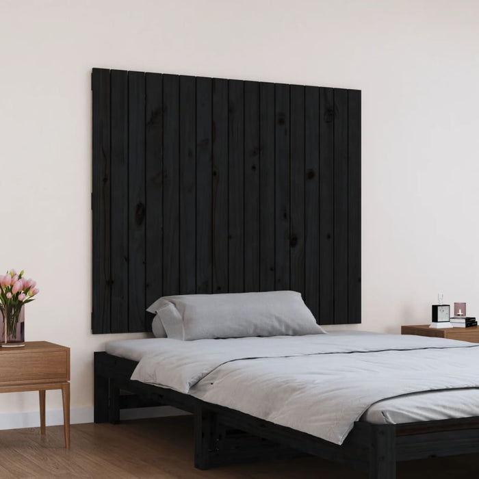 Tăblie de pat pentru perete, negru, 108x3x90 cm, lemn masiv pin - WALTI WALTI