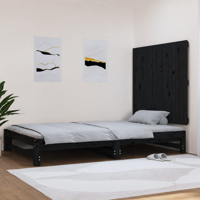 Tăblie de pat pentru perete, negru, 108x3x90 cm, lemn masiv pin - WALTI WALTI