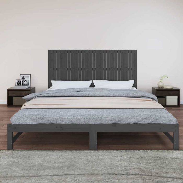 Tăblie de pat pentru perete, gri, 204x3x90 cm, lemn masiv pin - WALTI WALTI