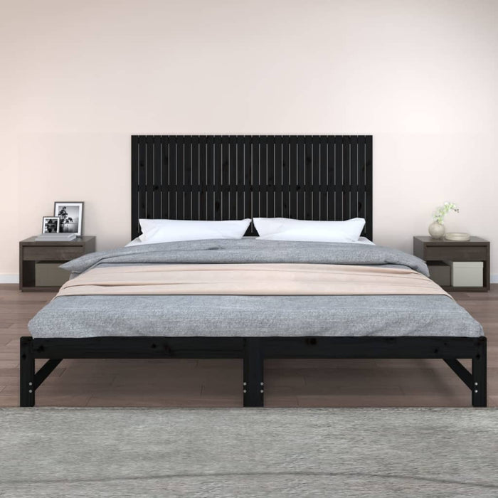 Tăblie de pat pentru perete, negru, 204x3x90 cm, lemn masiv pin - WALTI WALTI