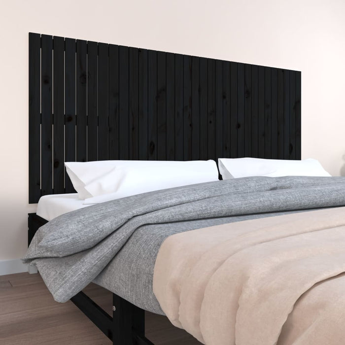 Tăblie de pat pentru perete, negru, 204x3x90 cm, lemn masiv pin - WALTI WALTI