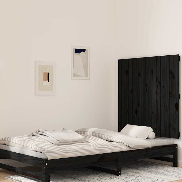 Tăblie de pat pentru perete, negru, 95,5x3x90cm, lemn masiv pin - WALTI WALTI
