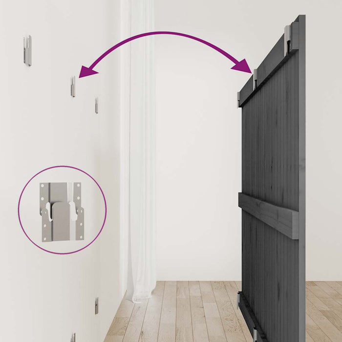 Tăblie de pat pentru perete, gri, 159,5x3x90 cm, lemn masiv pin - WALTI WALTI