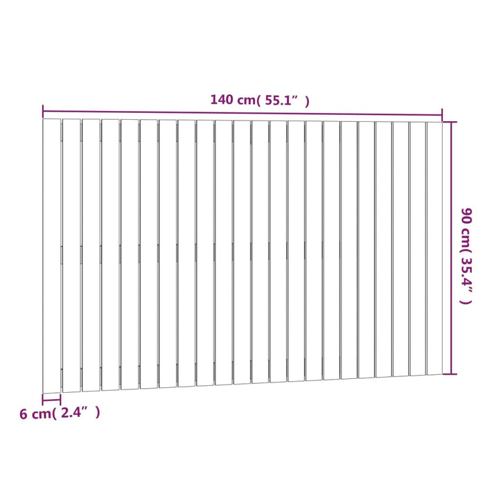 Tăblie de pat pentru perete, negru, 140x3x90 cm, lemn masiv pin - WALTI WALTI