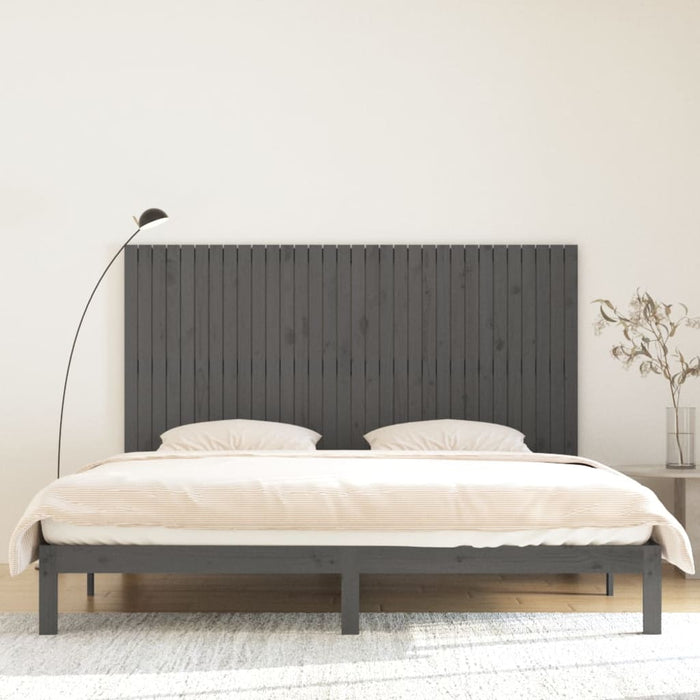 Tăblie de pat pentru perete, gri, 204x3x110 cm, lemn masiv pin - WALTI WALTI