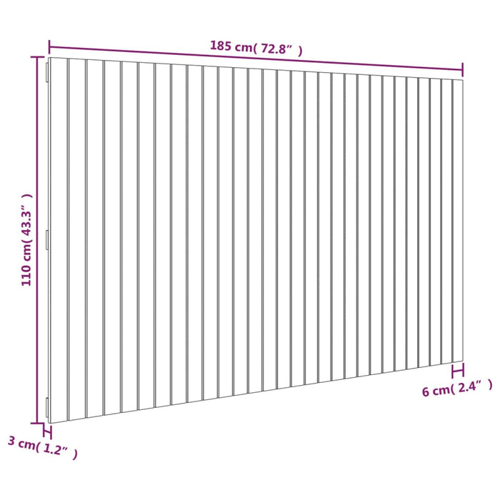 Tăblie de pat pentru perete, negru, 185x3x110 cm lemn masiv pin - WALTI WALTI