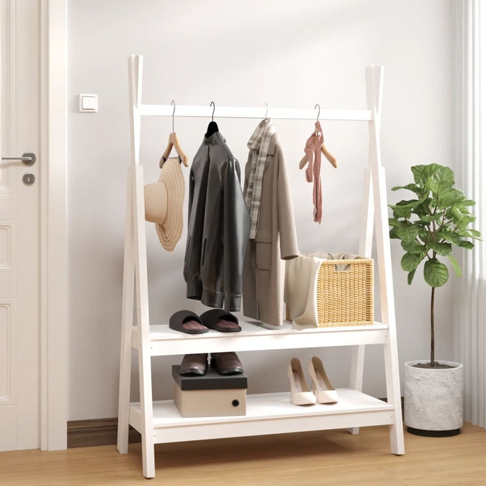 Suport pentru haine, alb, 100x45,5x150 cm, lemn masiv de pin WALTI
