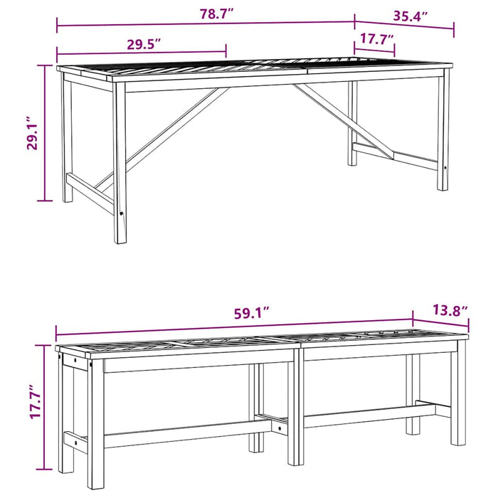 Set de masă pentru grădină 7 pcs Maro 200 x 90 x 74 cm - WALTI WALTI