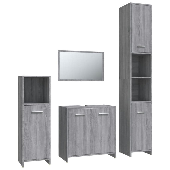 Set mobilier de baie, 4 piese, gri sonoma, lemn prelucrat - WALTI WALTI
