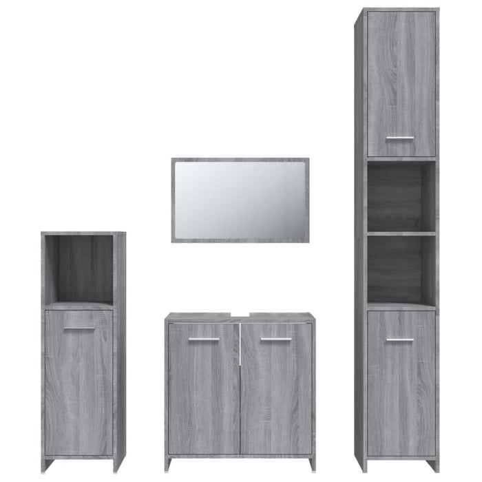 Set mobilier de baie, 4 piese, gri sonoma, lemn prelucrat - WALTI WALTI