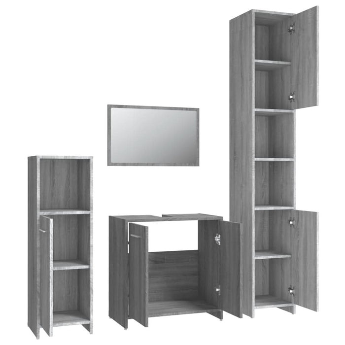 Set mobilier de baie, 4 piese, gri sonoma, lemn prelucrat - WALTI WALTI