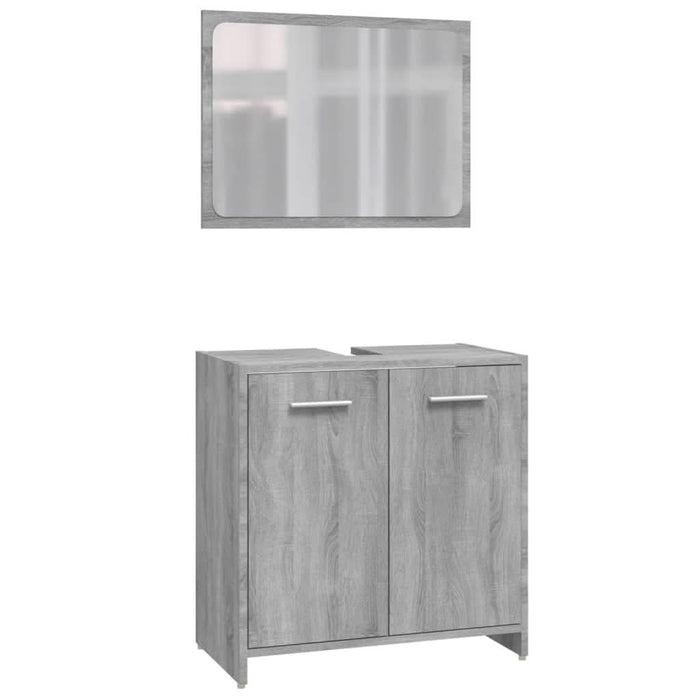Set mobilier de baie, 4 piese, gri sonoma, lemn prelucrat - WALTI WALTI