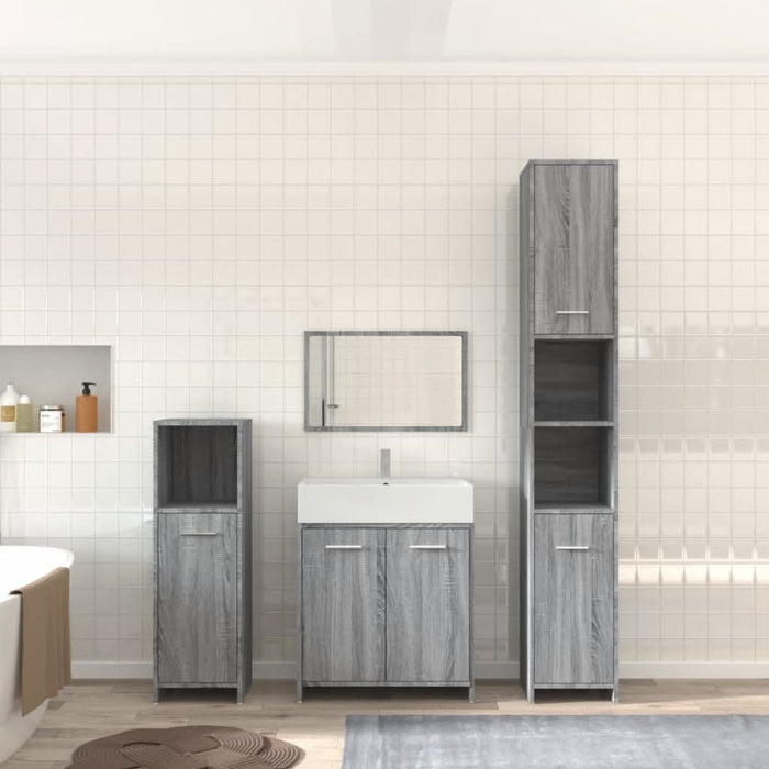 Set mobilier de baie, 4 piese, gri sonoma, lemn prelucrat - WALTI WALTI