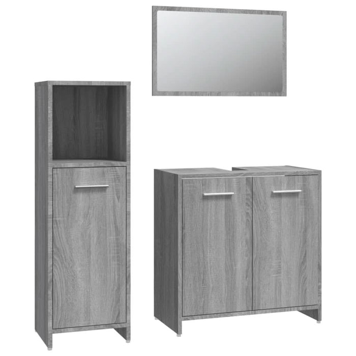 Set mobilier de baie, 3 piese, gri sonoma, lemn prelucrat - WALTI WALTI