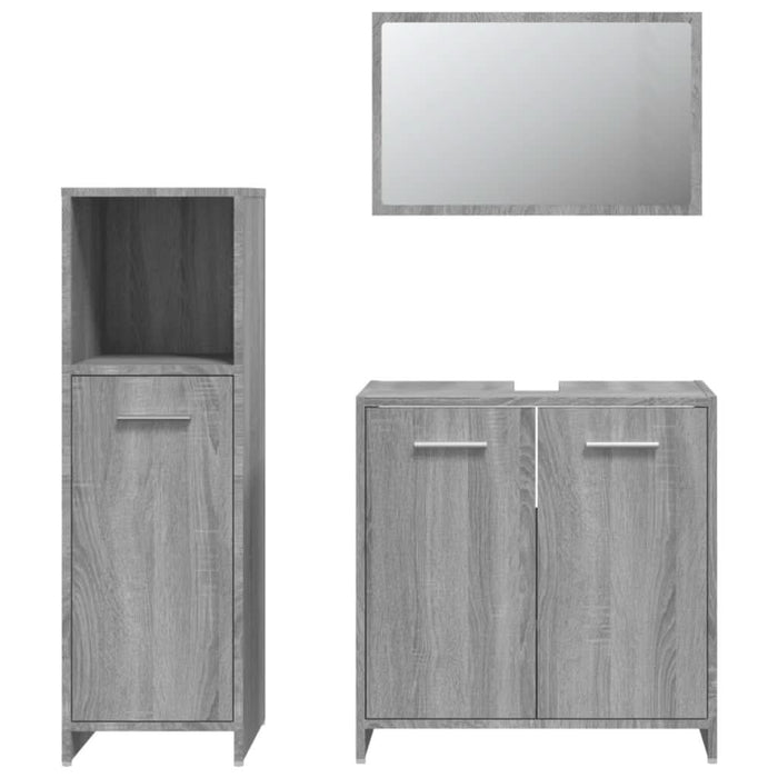 Set mobilier de baie, 3 piese, gri sonoma, lemn prelucrat - WALTI WALTI