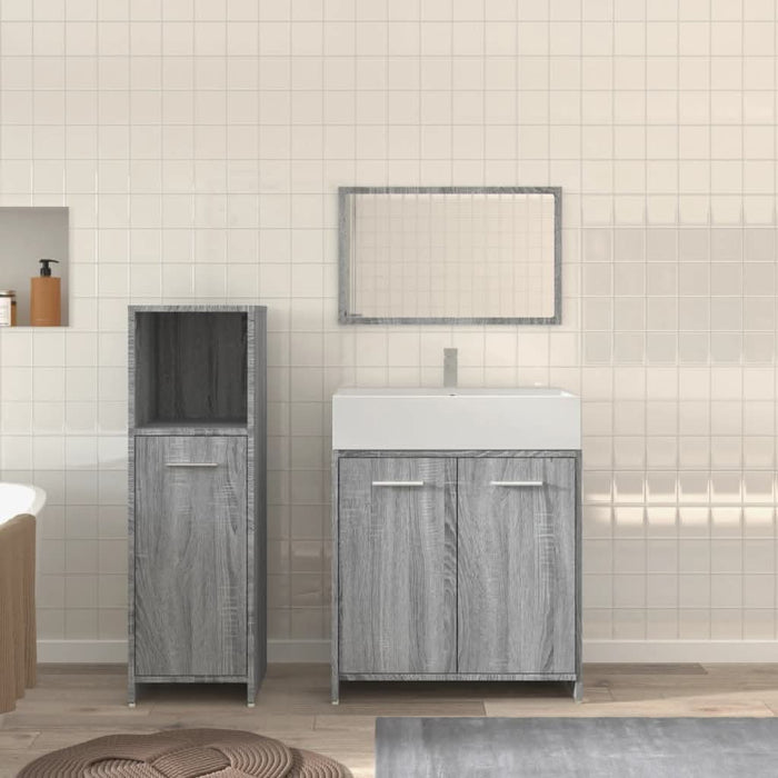 Set mobilier de baie, 3 piese, gri sonoma, lemn prelucrat - WALTI WALTI