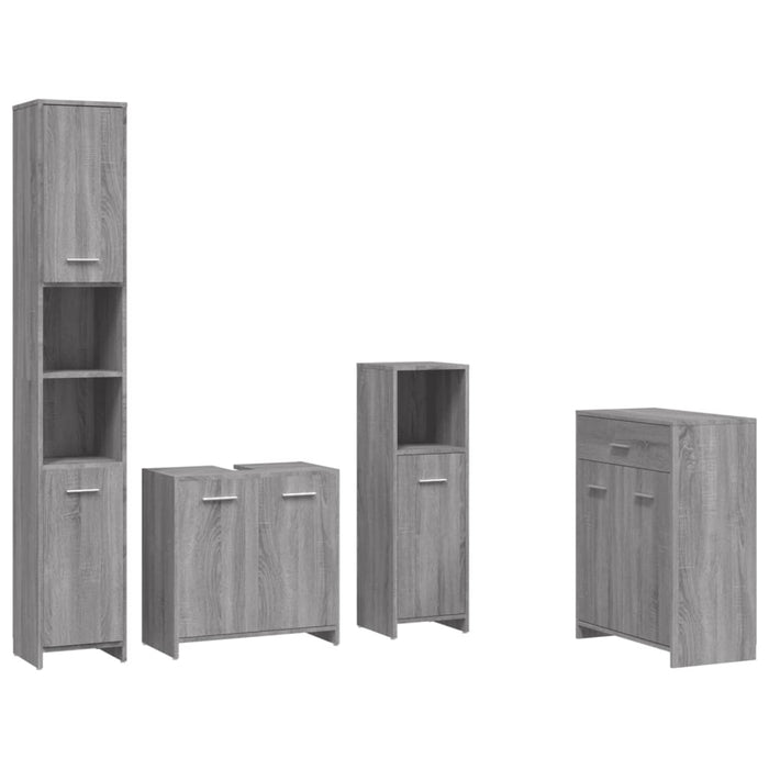 Set mobilier de baie, 4 piese, gri sonoma, lemn prelucrat WALTI
