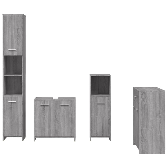 Set mobilier de baie, 4 piese, gri sonoma, lemn prelucrat WALTI